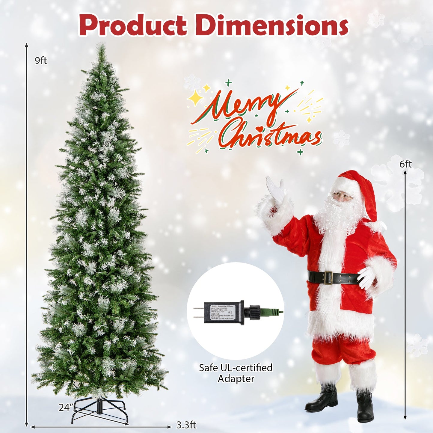 6/7.5/9 FT Artificial Christmas Tree with Warm-White LED Lights