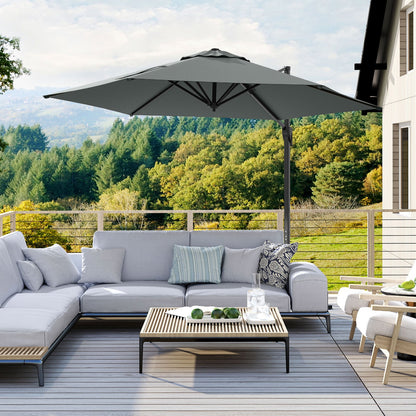 9 FT Cantilever Patio Umbrella with Vented Top and Sun-Protective Canopy