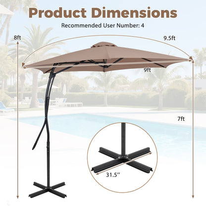 9 ft cantilever patio umbrella DirectDeals with tan canopy, crank, cross base on Tampa Home & Garden Store