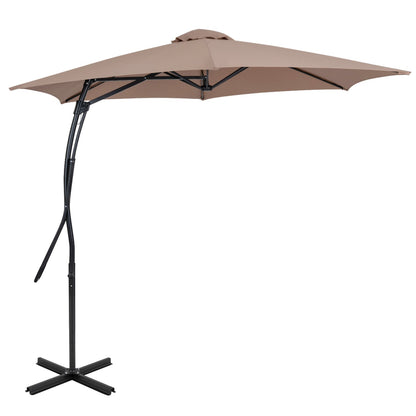 9 ft cantilever patio umbrella by DirectDeals with beige canopy, crank handle, cross base on Tampa Home & Garden Store
