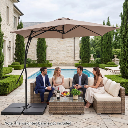 9 ft cantilever patio umbrella beige canopy crank handle, black frame, cross base not included on Tampa Home & Garden Store