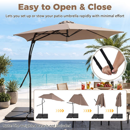 9 ft cantilever patio umbrella DirectDeals with tan canopy, cross base, and crank handle on Tampa Home & Garden Store