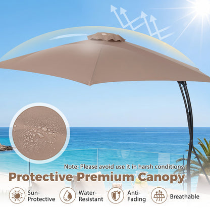 9 ft cantilever patio umbrella tan canopy with cross base and crank handle DirectDeals on Tampa Home & Garden Store