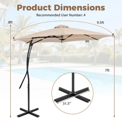 9 ft cantilever patio umbrella DirectDeals beige canopy with crank handle and cross base on Tampa Home & Garden Store