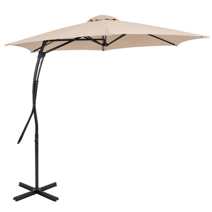 Cantilever patio umbrella by DirectDeals, 9 ft, beige canopy with cross base and crank on Tampa Home & Garden Store