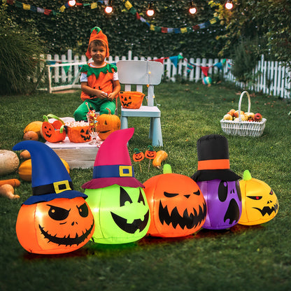 9 Feet Inflatable Pumpkin Patch family with LEDs and witch hats for Halloween decor on Tampa Home & Garden Store