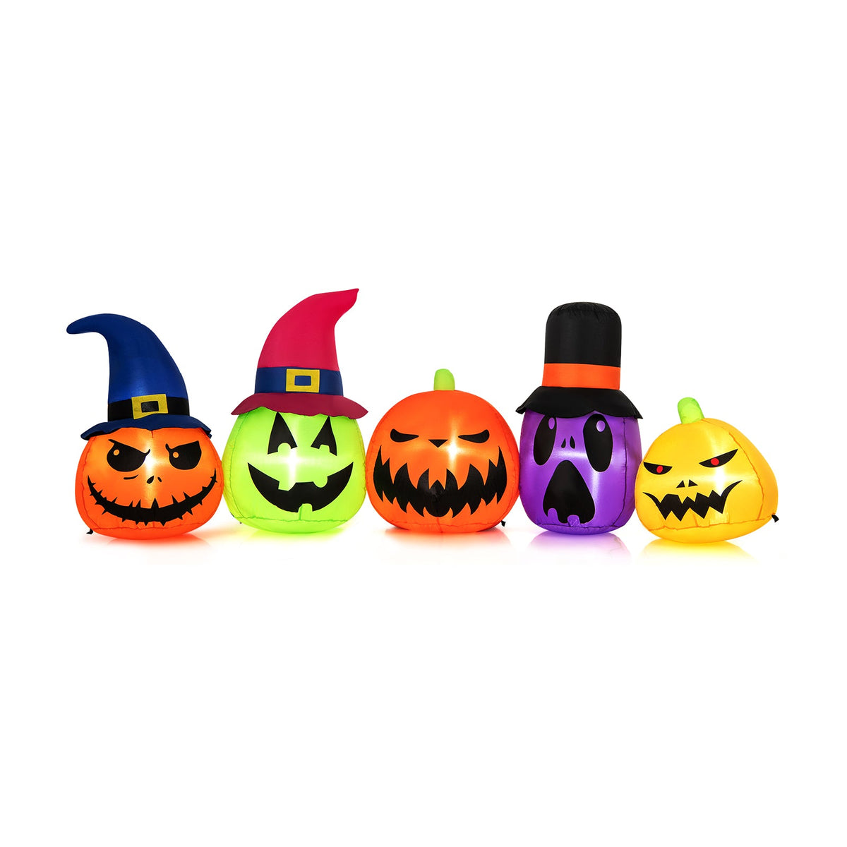 9 ft inflatable pumpkin patch with colorful witch-hat pumpkins and built-in LEDs on Tampa Home & Garden Store