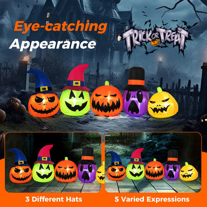 9 Feet Inflatable Pumpkin Patch Family with LED lights and witch hats by DirectDeals on Tampa Home & Garden Store