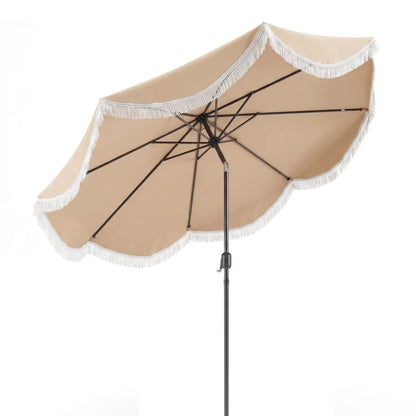 9 Ft Tassel Umbrella with Push Button Tilt