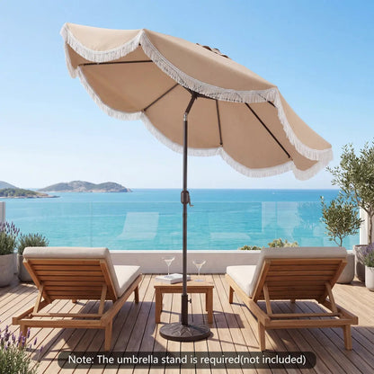 9 Ft Tassel Umbrella with Push Button Tilt
