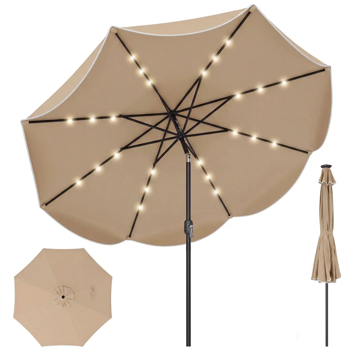 9 ft Solar Patio Umbrella with 24 LED Lights