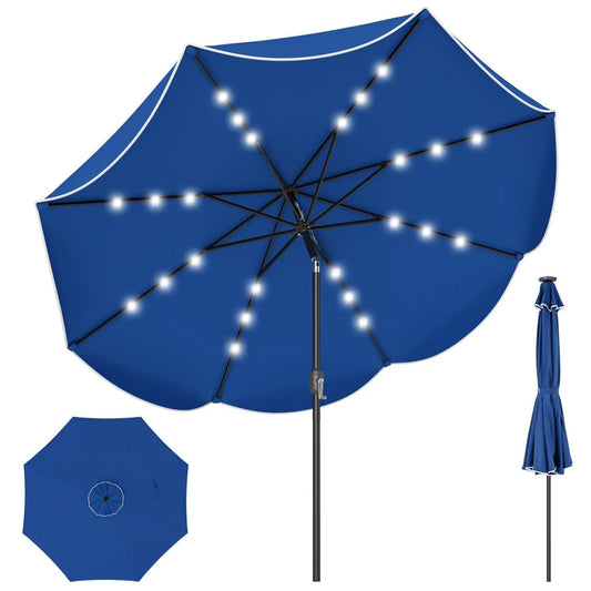 9 ft Solar Patio Umbrella with 24 LED Lights