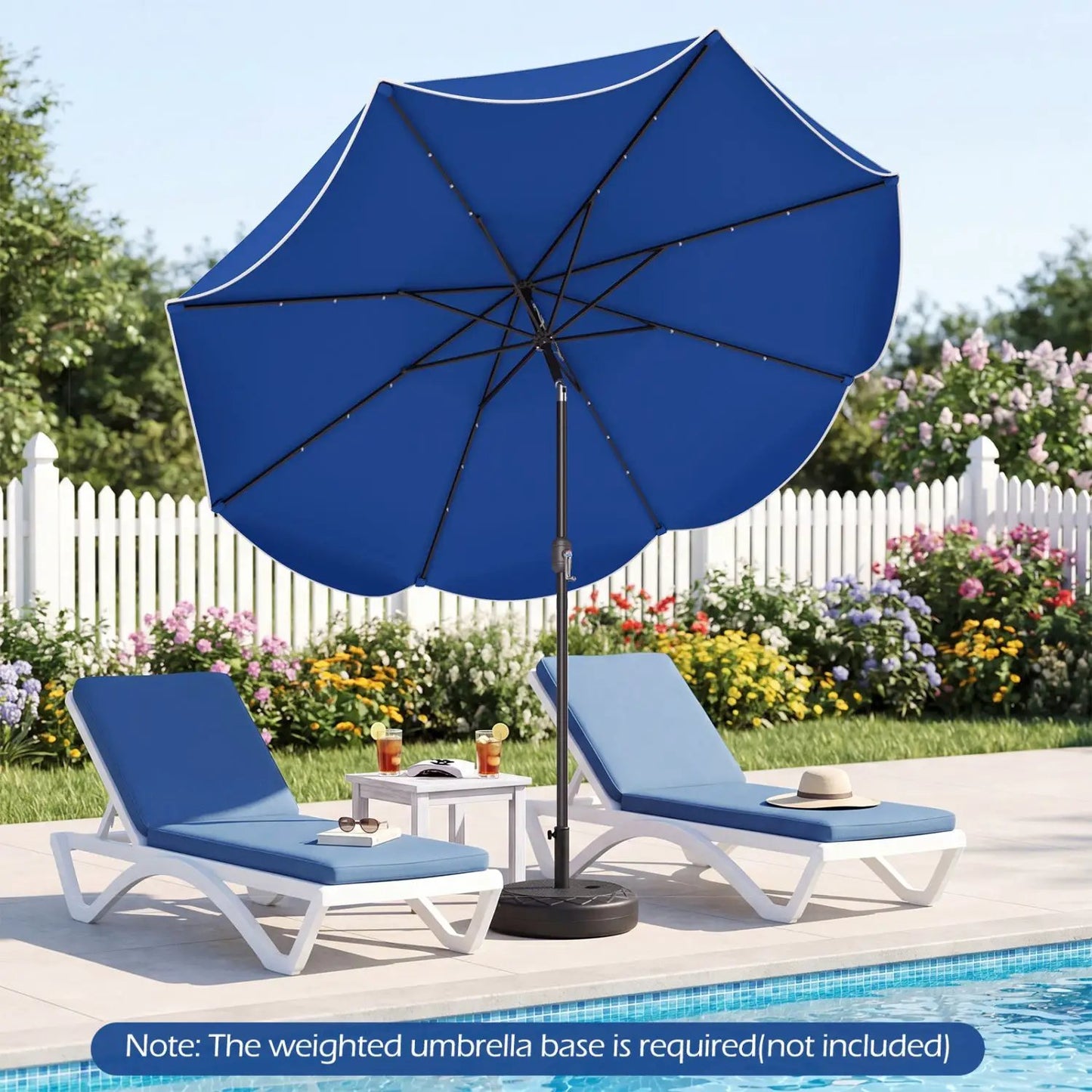 9 ft Solar Patio Umbrella with 24 LED Lights