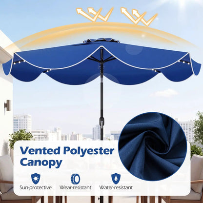 9 ft Solar Patio Umbrella with 24 LED Lights