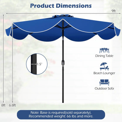 9 ft Solar Patio Umbrella with 24 LED Lights