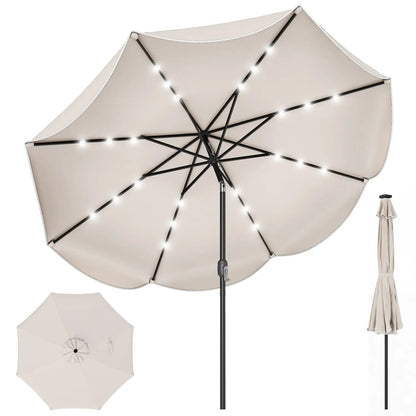 9 ft Solar Patio Umbrella with 24 LED Lights