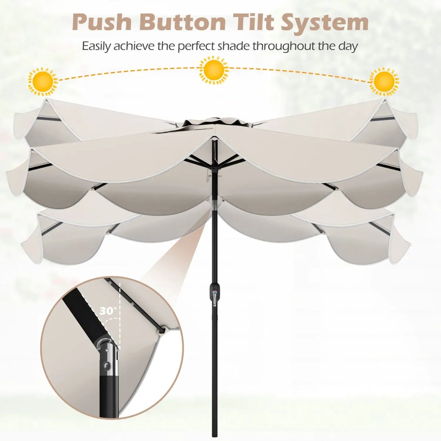 9 ft Solar Patio Umbrella with 24 LED Lights