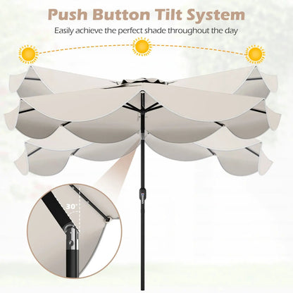 9 ft Solar Patio Umbrella with 24 LED Lights