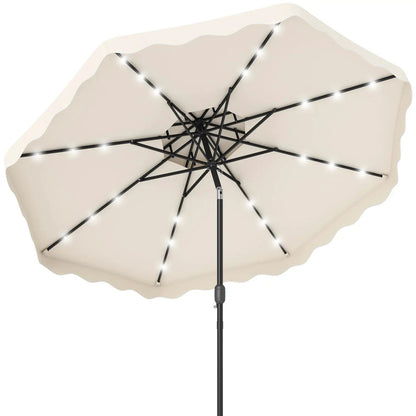 9 ft Solar LED Patio Umbrella with Tilt and Crank