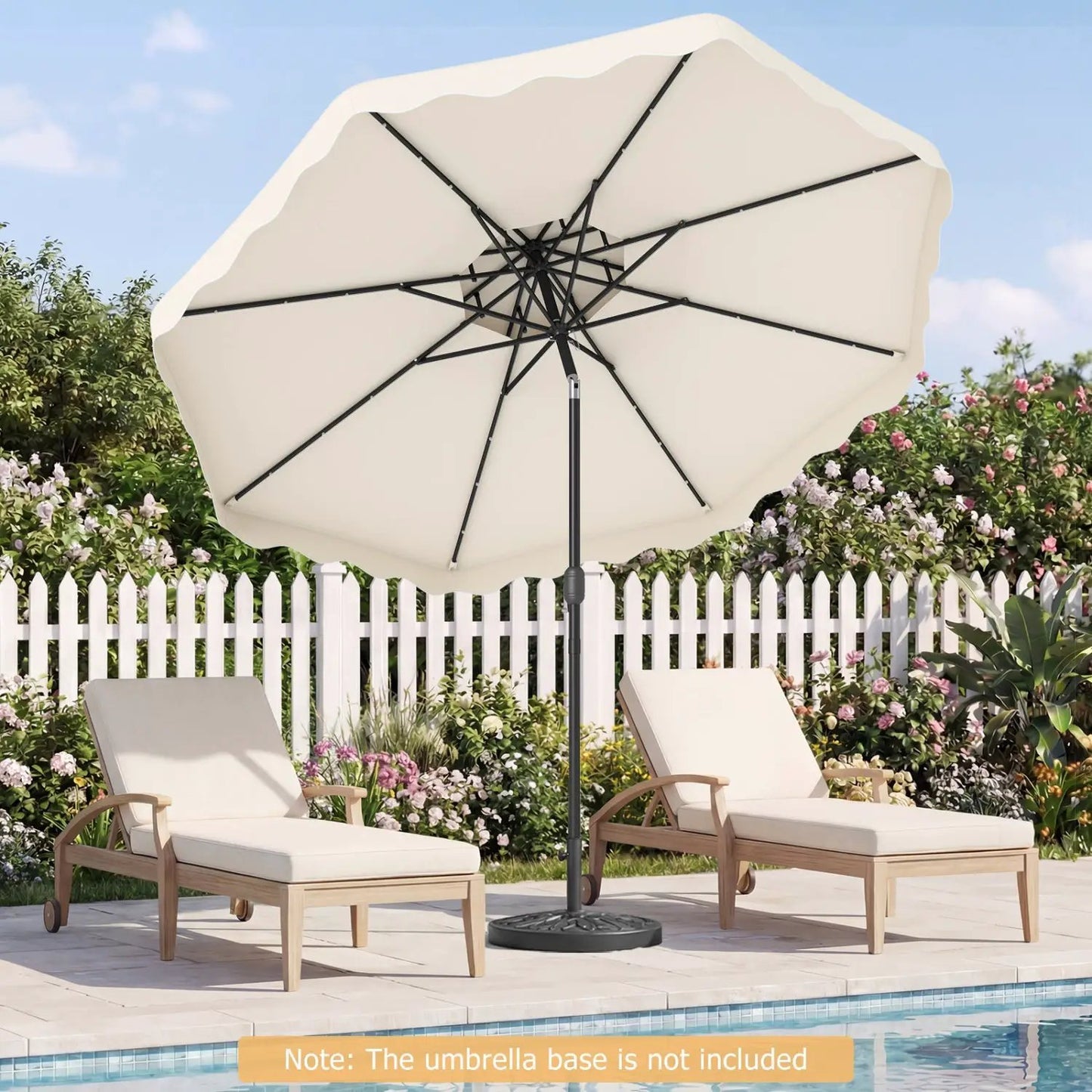 9 ft Solar LED Patio Umbrella with Tilt and Crank