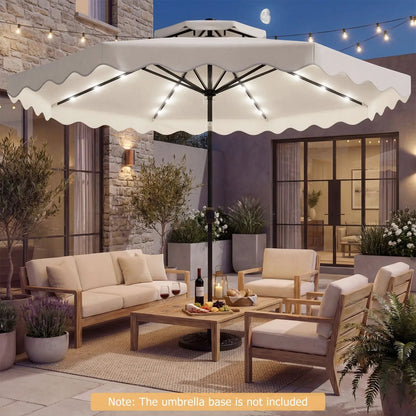 9 ft Solar LED Patio Umbrella with Tilt and Crank