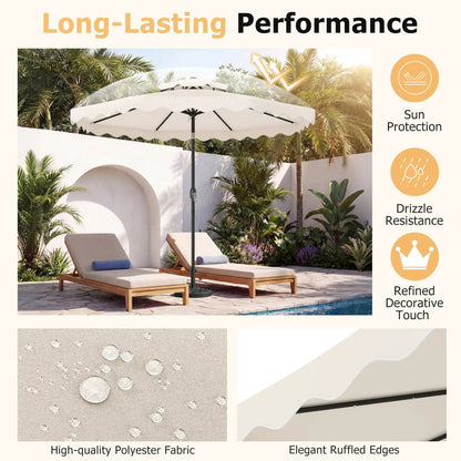 9 ft Solar LED Patio Umbrella with Tilt and Crank