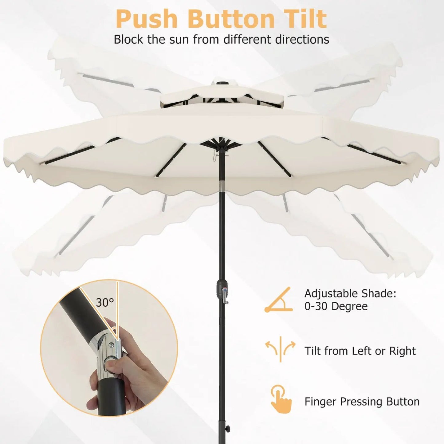 9 ft Solar LED Patio Umbrella with Tilt and Crank