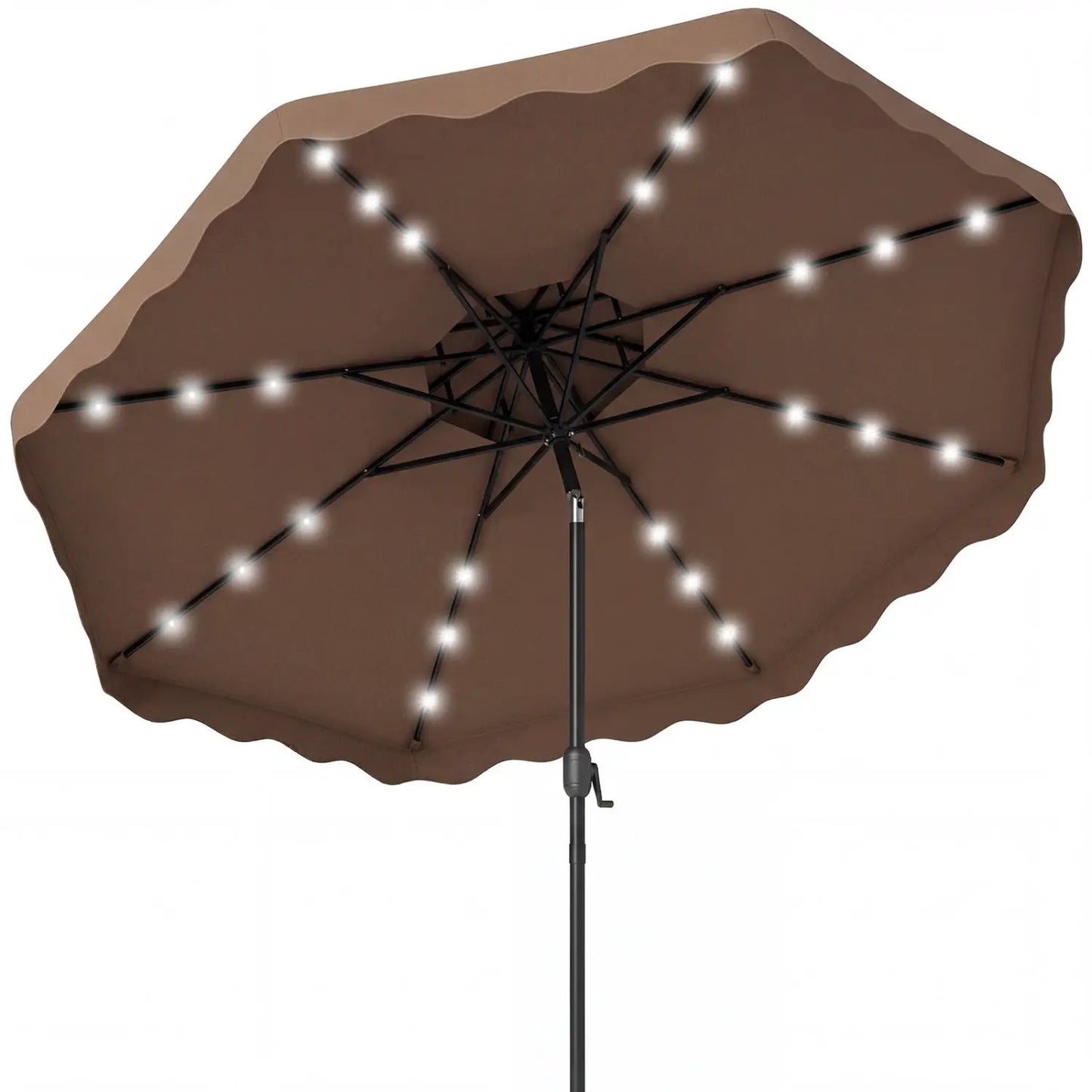 9 ft Solar LED Patio Umbrella with Tilt and Crank
