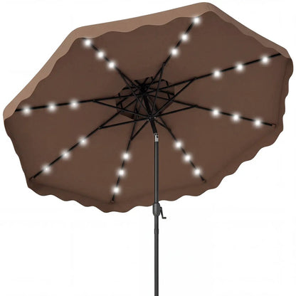 9 ft Solar LED Patio Umbrella with Tilt and Crank