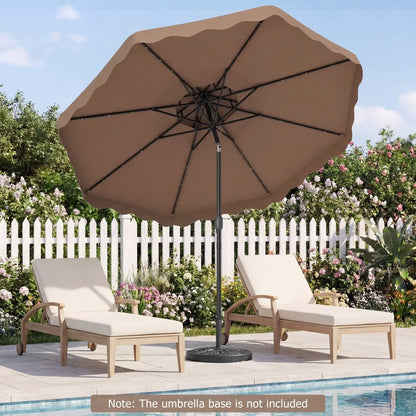 9 ft Solar LED Patio Umbrella with Tilt and Crank