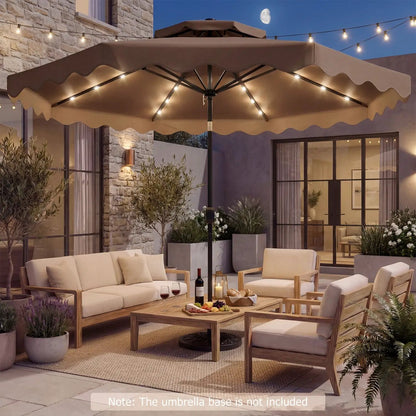 9 ft Solar LED Patio Umbrella with Tilt and Crank
