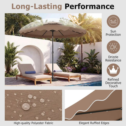9 ft Solar LED Patio Umbrella with Tilt and Crank