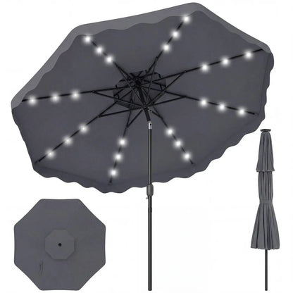 9 ft Solar LED Patio Umbrella with Tilt and Crank