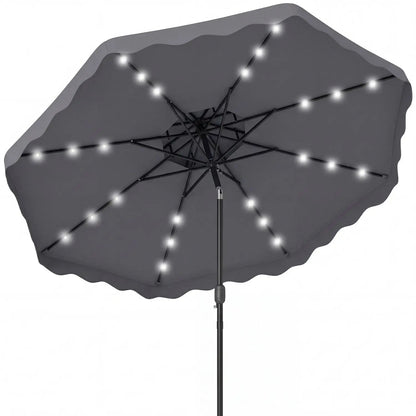 9 ft Solar LED Patio Umbrella with Tilt and Crank