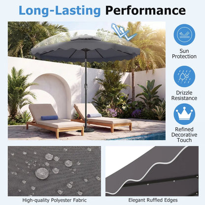9 ft Solar LED Patio Umbrella with Tilt and Crank