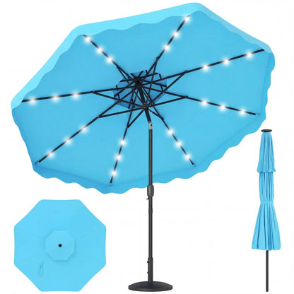 9 ft Solar LED Patio Umbrella with Tilt and Crank