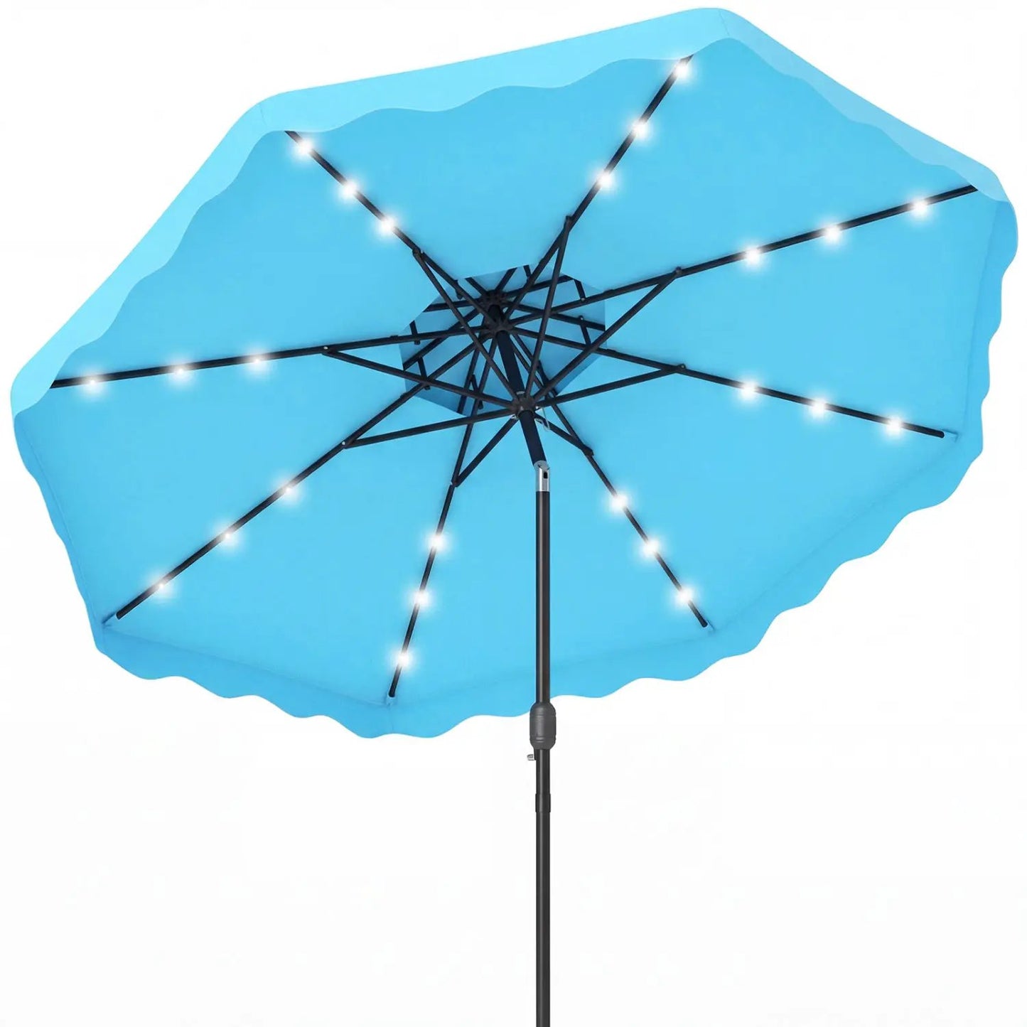 9 ft Solar LED Patio Umbrella with Tilt and Crank