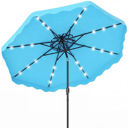 9 ft Solar LED Patio Umbrella with Tilt and Crank