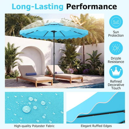 9 ft Solar LED Patio Umbrella with Tilt and Crank
