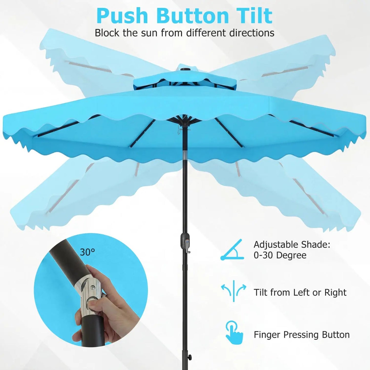 9 ft Solar LED Patio Umbrella with Tilt and Crank