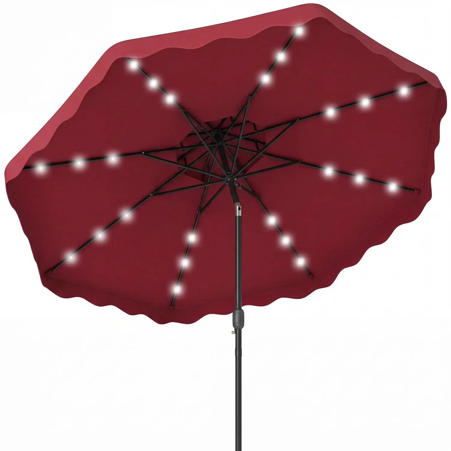 9 ft Solar LED Patio Umbrella with Tilt and Crank