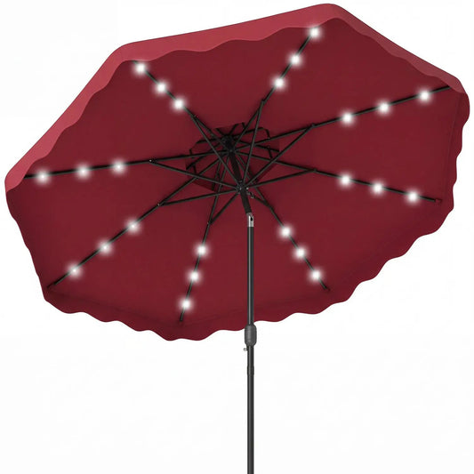 9 ft Solar LED Patio Umbrella with Tilt and Crank