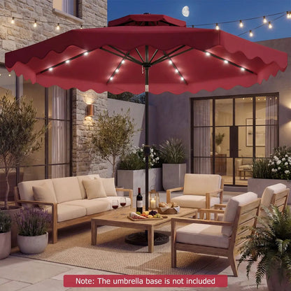 9 ft Solar LED Patio Umbrella with Tilt and Crank