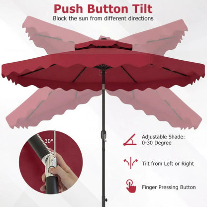 9 ft Solar LED Patio Umbrella with Tilt and Crank