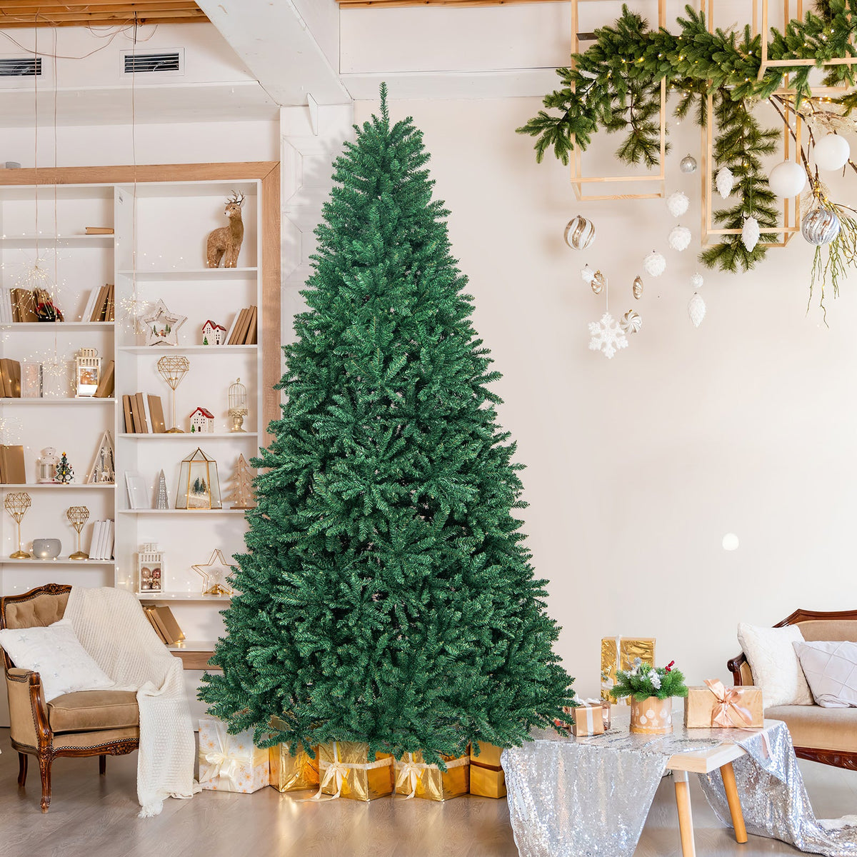 9 Feet Hinged Premium Artificial PVC Christmas Tree in green with solid metal stand DirectDeals on Tampa Home & Garden Store