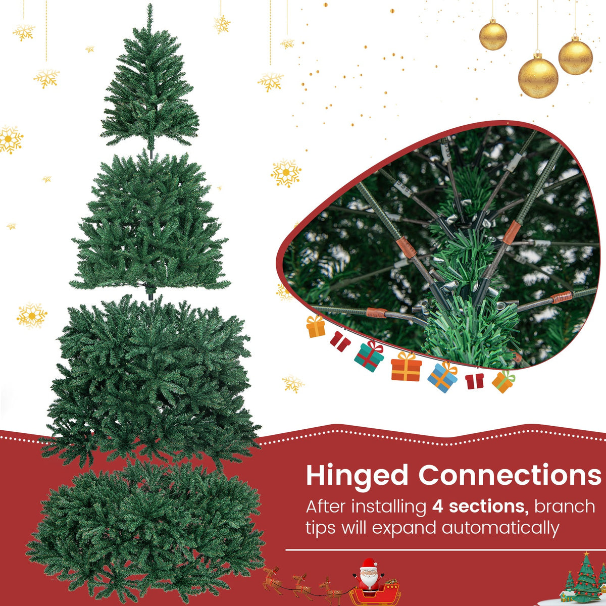 9 Feet Hinged Premium Artificial PVC Christmas Tree with Solid Metal Stand 3-tree DirectDeals on Tampa Home & Garden Store