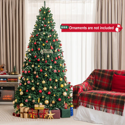 DirectDeals 9 ft hinged PVC Christmas tree with solid metal stand, red and gold ornaments on Tampa Home & Garden Store