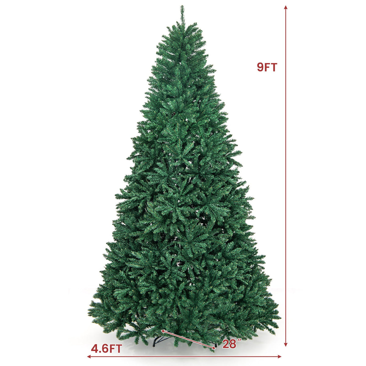 9 ft hinged artificial PVC Christmas tree with solid metal stand DirectDeals, 28 in base on Tampa Home & Garden Store