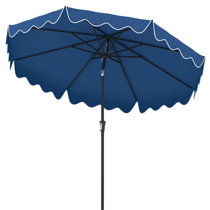 9 Feet Patio Umbrella with Crank Handle and Push Button Tilt-Brown