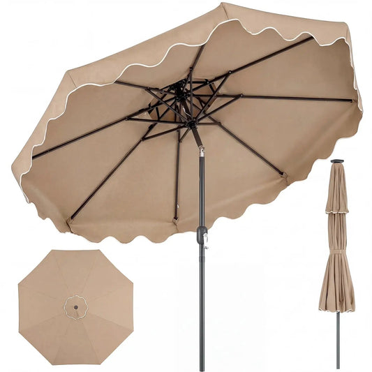9 Feet Patio Umbrella With Push Button Tilt Crank